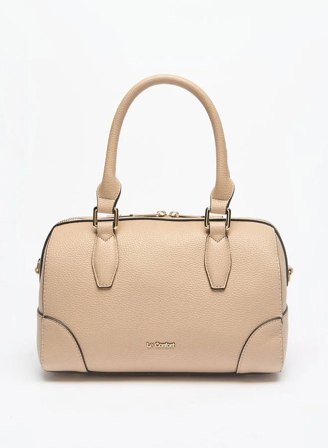 Le Confort Women's Textured Duffle Bag with Zip Closure and Double Handle