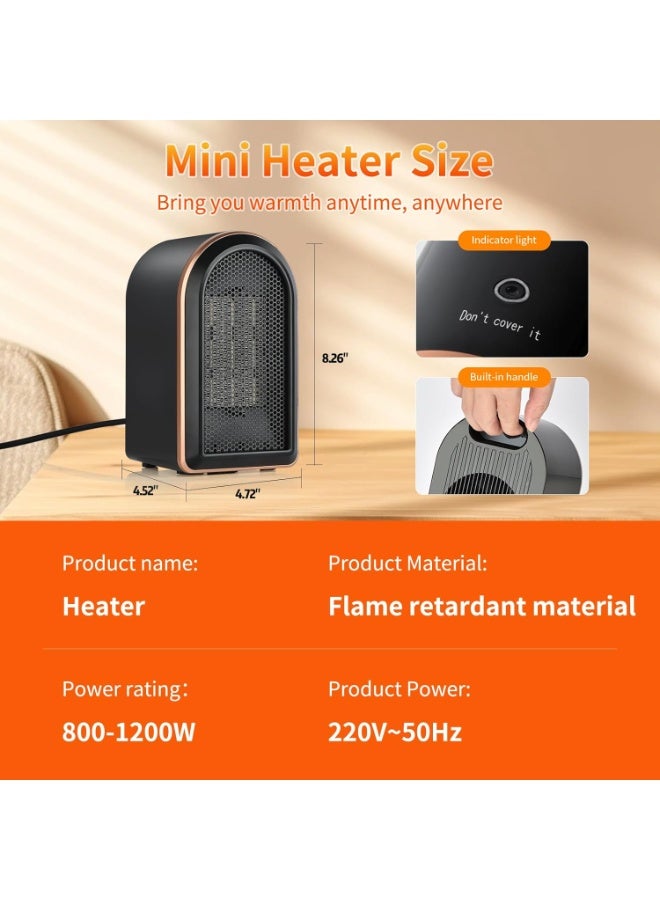 Space Heater, 1200W Electric Heaters Indoor Portable, Overheat and Tip-Over Protection, PTC Fast Heating, 2 Mode, for Bedroom, Office, and Indoor Use, Black - Image 5