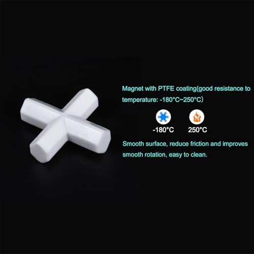 MECCANIXITY Magnetic Stirrer Mixer Stir Bar Rod Cross/Gear Shape Coating Magnet White for Laboratory 2in1 Set - Image 3