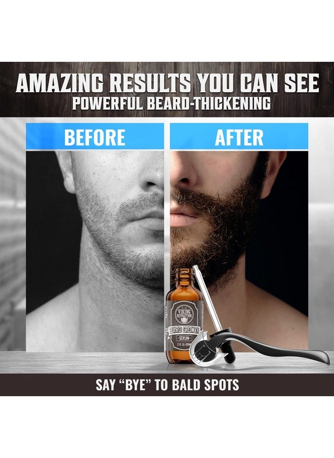 Viking Revolution - Beard Growth Kit - Oil, Balm, Serum, Derma Roller & Wooden Comb For Beard & Mustache Growth - Image 1