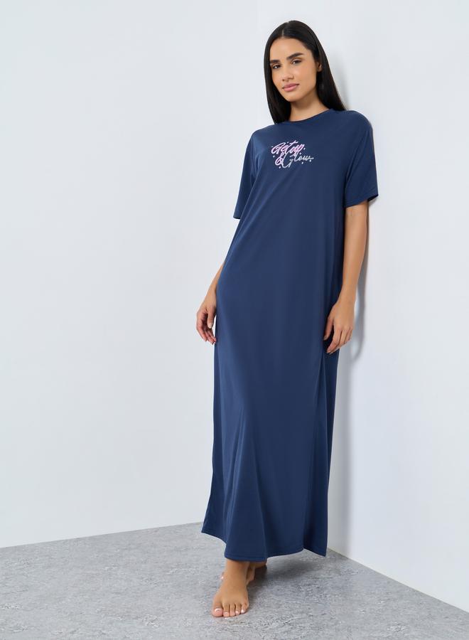 ستايلي فستان نوم تيشيرت بطبعة - Image 1