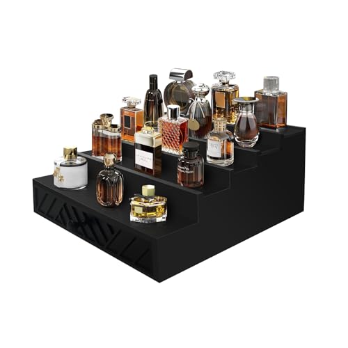 Ghguole Cologne Organizer for Men,5 Tier Wood Cologne Stand with Drawer and Hidden Compartment,Used to Storage or Display Watch,Jewelry,Perfume Organizer for Men - Image 1