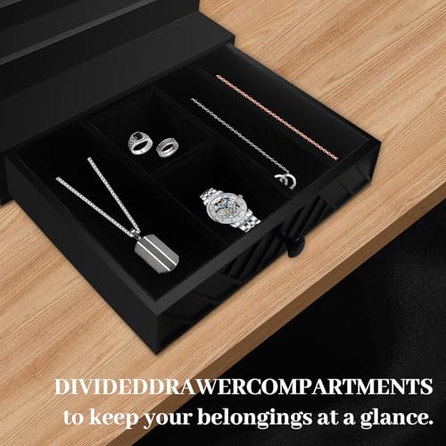 Ghguole Cologne Organizer for Men,5 Tier Wood Cologne Stand with Drawer and Hidden Compartment,Used to Storage or Display Watch,Jewelry,Perfume Organizer for Men - Image 2