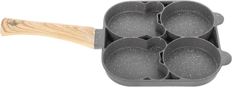 Non-stick Omelette Frying Pan with Handle, Small Bear Wood Grain Gas and Induction Compatible Egg Fry Pan for Breakfast Cooking - Image 1