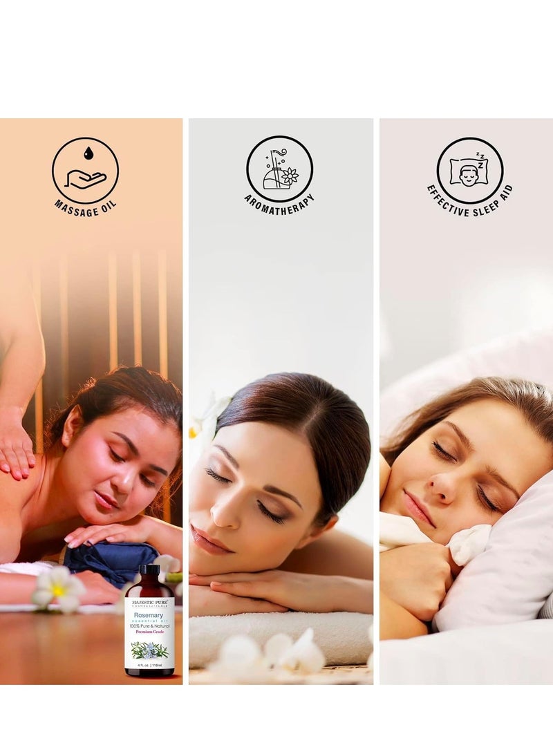 ماجستيك بيور زيت الروزماري النقي النقي لنمو الشعر - كبير 118 مل | زيت الروزماري النقي والطبيعي 100٪ | زيوت عطرية من الدرجة الممتازة لنمو الشعر والتحكم في تساقط الشعر وتغذية فروة الرأس - Image 3