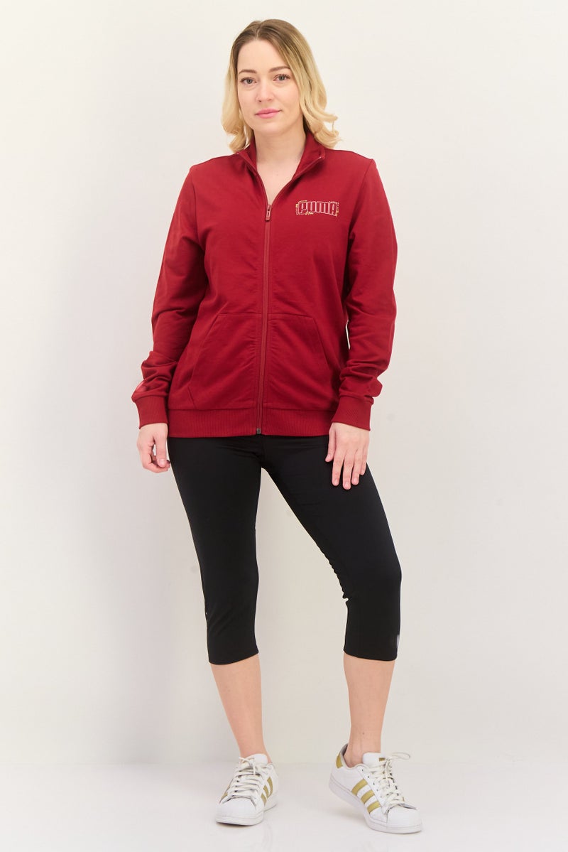 PUMA ملابس رياضية نسائية بأكمام طويلة مناسبة، خارجية، سويت شيرت، أحمر داكن - Image 2