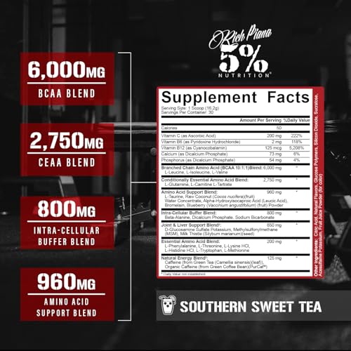5% Nutrition 5 نوتريشن ريتش بيانا أول داي يو ماي مسحوق الطاقة BCAA المنشطة قبل التمرين الأحماض الأمينية الإلكتروليتات الترطيب التحمل الاستشفاء 163 أونصة 30 حصة شاي حلو جنوبي - Image 5