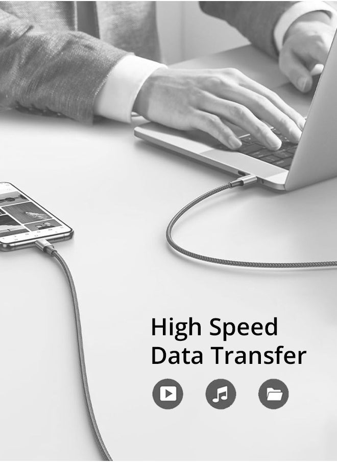كابل شاحن SEEKEN 65 وات من نوع C إلى C بطول 1 متر - رمادي | شحن سريع | كابل مضفر | تصميم مميز | جودة عالية.
