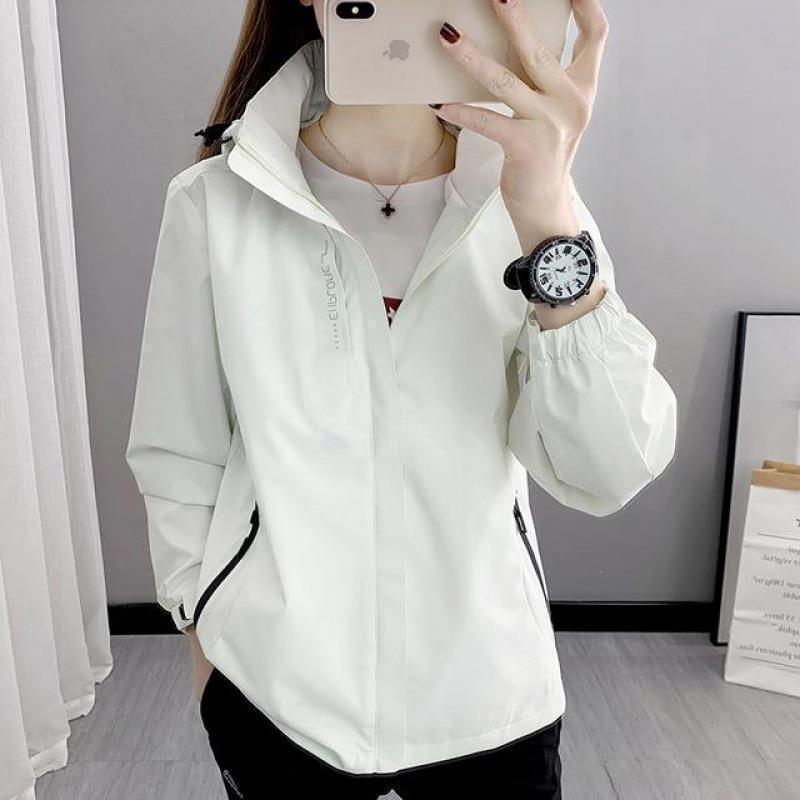 Generic Spring Autumn Korean Style Lightweight Womens Windbreaker creamy-white-Spring and Autumn - Image 1