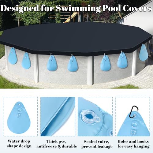 UQM 16 Pack Pool Cover Weights with Hooks, Leakproof Swimming Pool Cover Hanging Bag Thick PVC Pool Water Bags, Antifreezing Winter Pool Tarp Weights for Above Ground Pool Cover - Image 4