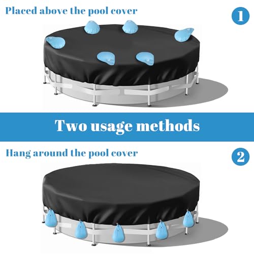 UQM 16 Pack Pool Cover Weights with Hooks, Leakproof Swimming Pool Cover Hanging Bag Thick PVC Pool Water Bags, Antifreezing Winter Pool Tarp Weights for Above Ground Pool Cover - Image 5
