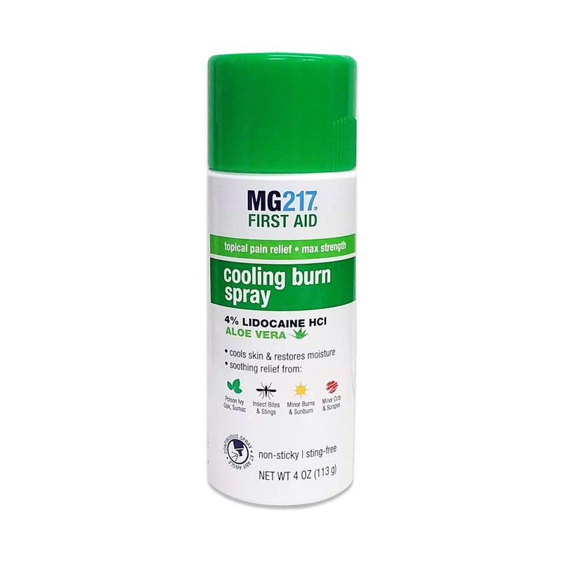 MG217 Maximum Strength Pain Relief Cooling Burn Spray, with Lidocaine and Aloe Vera, 4 oz - Image 1