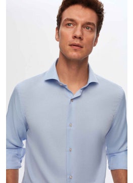 D'S DAMAT Slim Fit Blue Italian Collar Dobby Shirt 2HF02ORT3185  - Image 3