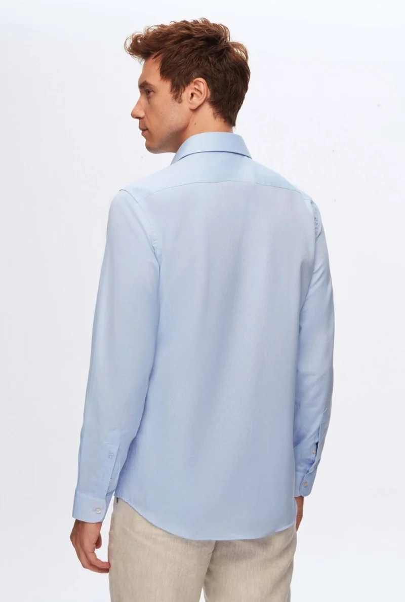 D'S DAMAT Slim Fit Blue Italian Collar Dobby Shirt 2HF02ORT3185