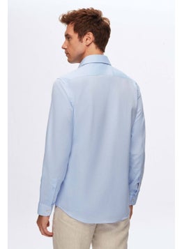 D'S DAMAT Slim Fit Blue Italian Collar Dobby Shirt 2HF02ORT3185  - Image 4