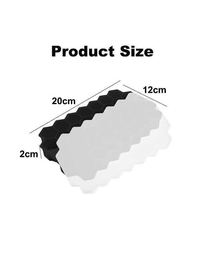 2 PCS Ice Cube Trays, Silicone Small Ice Cube Trays with Removable Lid, Easy-Release and Flexible Hexagonal 37-Ice Cube Molds, Stackable for Freezer, Chilled Drinks, Whiskey, Cocktail (Black) - Image 4