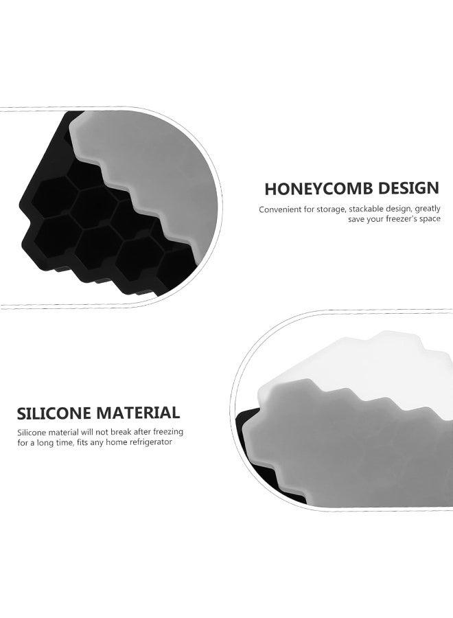 2 PCS Ice Cube Trays, Silicone Small Ice Cube Trays with Removable Lid, Easy-Release and Flexible Hexagonal 37-Ice Cube Molds, Stackable for Freezer, Chilled Drinks, Whiskey, Cocktail (Black) - Image 2