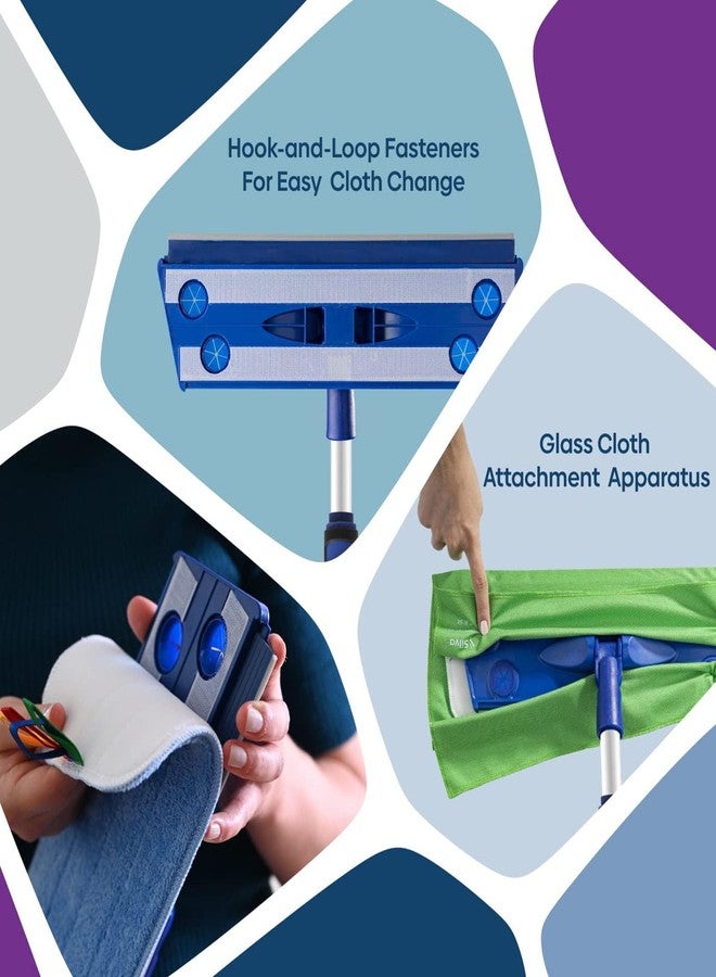 Silva Microfiber Mop Set with Re-usable Microfiber Pads(Wet/Dry/Wall) | 360-Rotating Mop Head | Sturdy, Extra Long, and Adjustable Mop Pole | Ergonomic Soft-Sponge Handle - Image 4