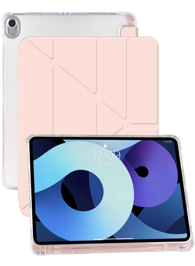 Rock Pow Case for iPad Air 5/4 (2022/2020 5th/4th Generation 10.9-Inch) with Pencil Holder, Clear Transparent Back Shell Slim Stand Shockproof Tablet Cover Auto Wake/Sleep - Image 1