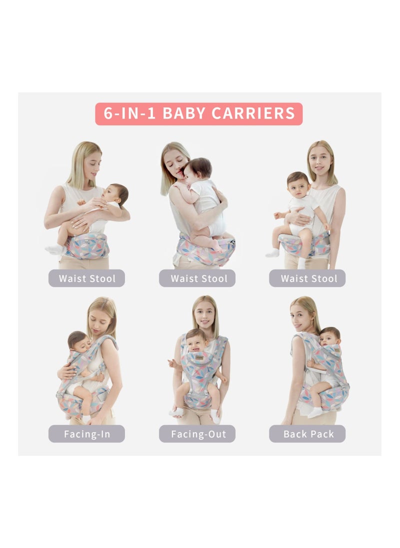 Y&D 6-in-1 Newborn Baby Carrier, Infant with Hip Seat, Lumbar Front and Back Backpack Carry Holder for Babies Girls & Toddler Boys to 7-45lbs, All Seasons Position  - Image 3