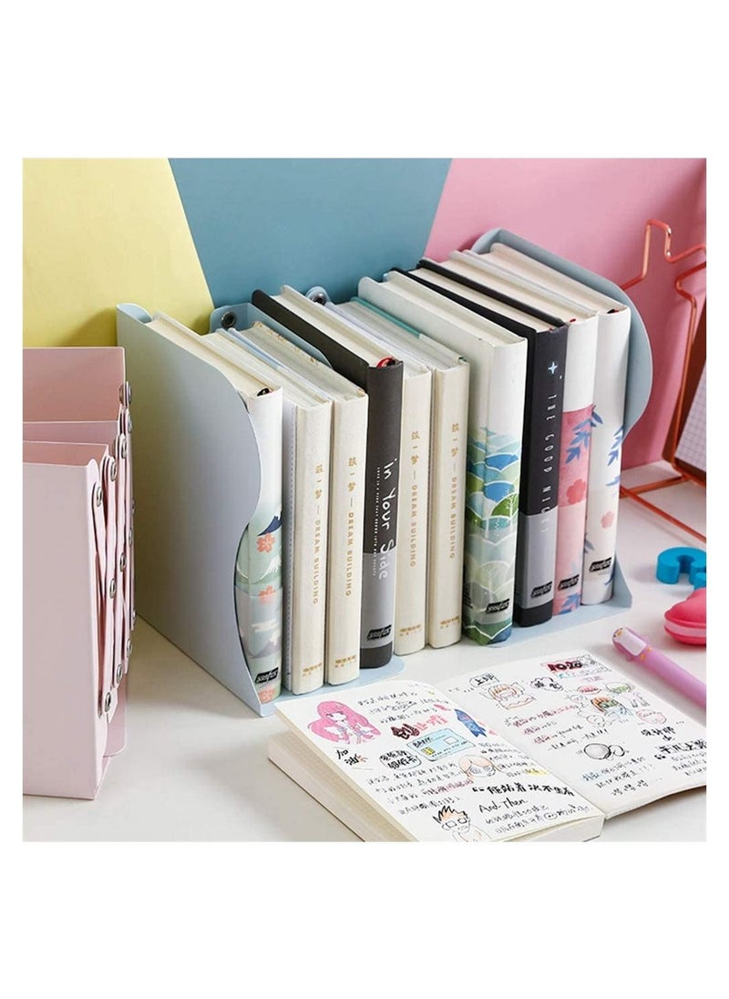 Y&D - Adjustable Bookend Retractable Book Support Stand Telescopic Metal BookshelfBinder Organizer for Desk Expandable Ends to Hold Books Bookends Shelves Office, White - Image 1