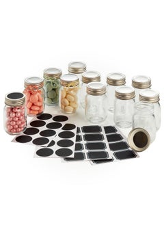 Hayley Cherie Hayley Cherie 2.5 oz Glass Mason Jars with Metal Lids,12 Pack, Airtight, Small Favor Bottles with Chalkboard Labels for Weddings, Decoration, Parties, DIY, Spices, Baby Shower, Gifts, Candy  - Image 1