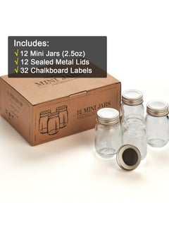 Hayley Cherie Hayley Cherie 2.5 oz Glass Mason Jars with Metal Lids,12 Pack, Airtight, Small Favor Bottles with Chalkboard Labels for Weddings, Decoration, Parties, DIY, Spices, Baby Shower, Gifts, Candy  - Image 4