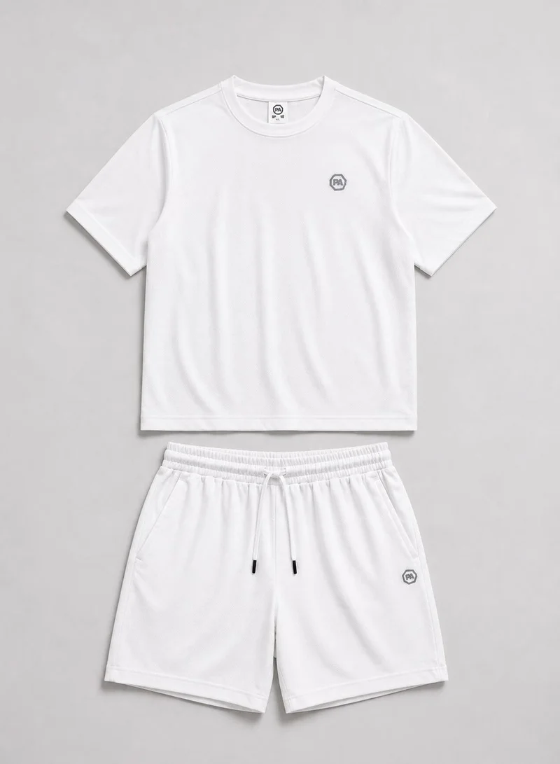 Prima Ace white Men's Set Top & Short Lifestyle Knitted Feel Premium White for Men | Best Price UAE