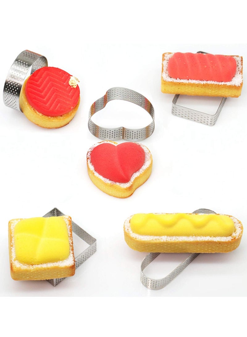 SYOSI Tart Ring For Baking 5Shape Stainless Steel Perforated Tart Ring Pastry Ring Mold For French Tarte  - Image 2