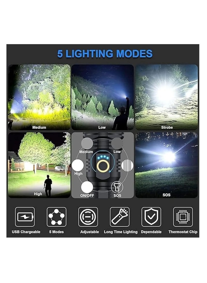 P90 Super Light Rechargeable Flashlight 90000 High Lumens, High Power Led Flashlight, XHP70.2 Powerful - Image 4