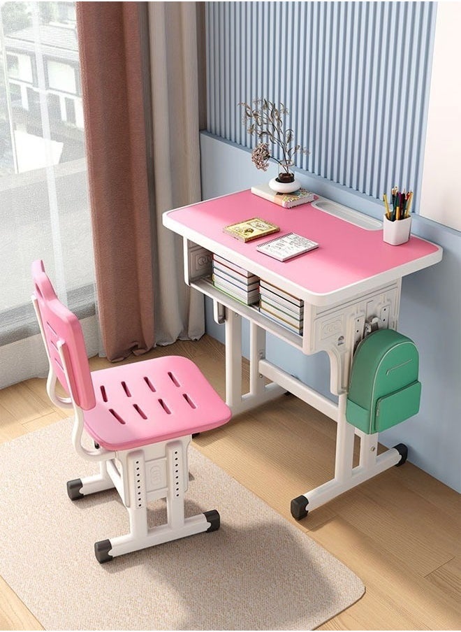 Raffine Modern Ergonomic Design Adjustable Height Student Desk with Storage Drawers Study Reading and Drawing Workstation Table Kids Furniture 60 x 40 x 76 and 38 x 36 x 42 Centimeter  - Image 1