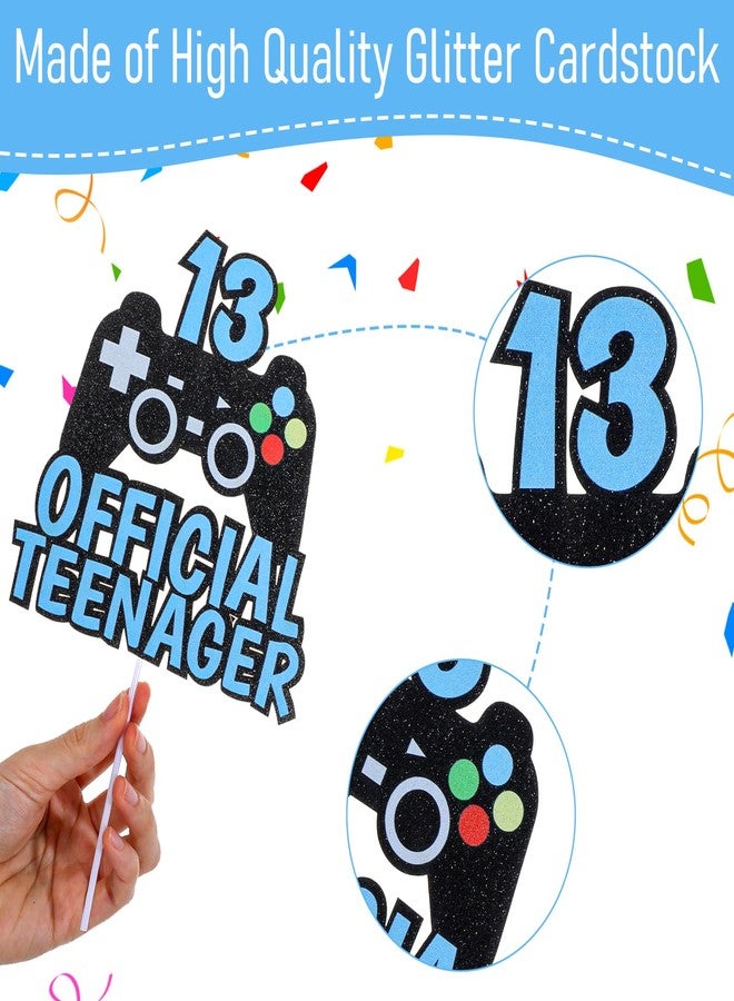 زينة كعكة عيد ميلاد لعبة الفيديو الثالث عشر، زينة عيد ميلاد الأولاد الثالث عشر، زينة كعكة رسمية للمراهقين، زينة كعكة على شكل وحدة تحكم ألعاب للحفلات، زينة كعكة لعبة فيديو - Image 2
