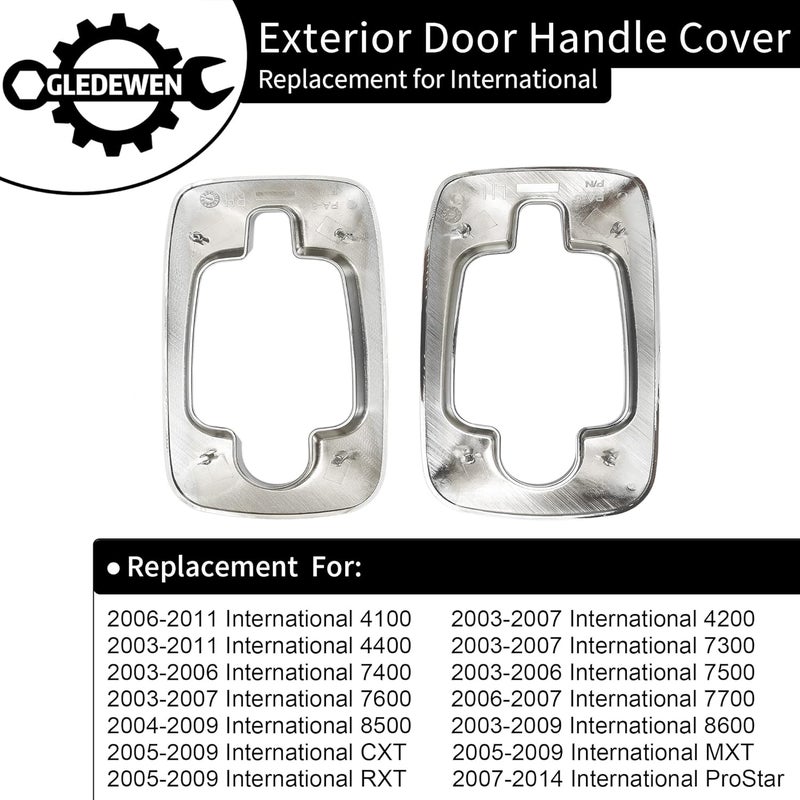 Gledewen Chrome Exterior Door Handle Covers for International Trucks - Image 2