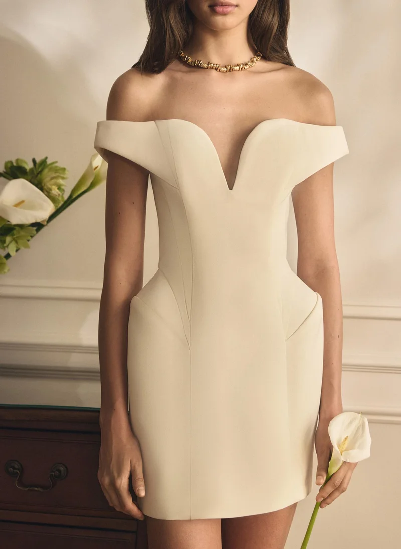 Lichi  Complex-cut mini dress with open shoulders for Women | Best Price UAE