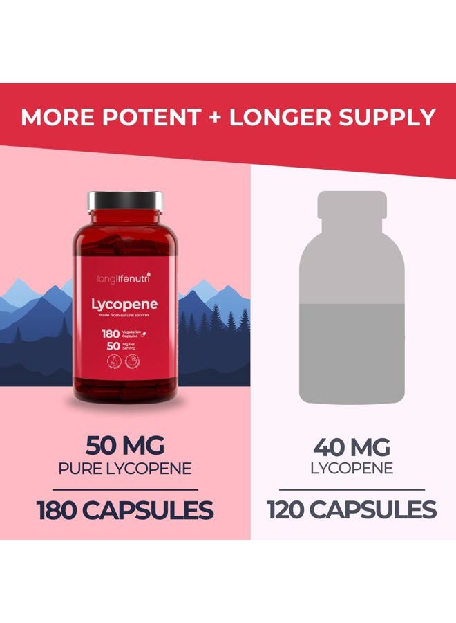 LongLifeNutri Lycopene 50mg 180 Vegetarian Capsules | Supplement Health | Natural Tomato Extract Non-GMO | Pure Powder - Image 3