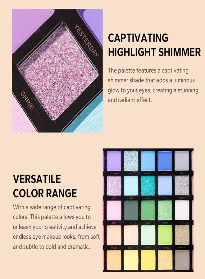MYUANGO Bold Dimensions Eyeshadow Palette - 45 Shades of Matte, Shimmer, and Glitter in Purple, Green, Yellow, Pink, and Grey - High-Pigment, Long-Lasting, Waterproof - Blendable Formula - Image 3