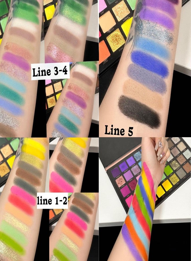 MYUANGO Bold Dimensions Eyeshadow Palette - 45 Shades of Matte, Shimmer, and Glitter in Purple, Green, Yellow, Pink, and Grey - High-Pigment, Long-Lasting, Waterproof - Blendable Formula - Image 5