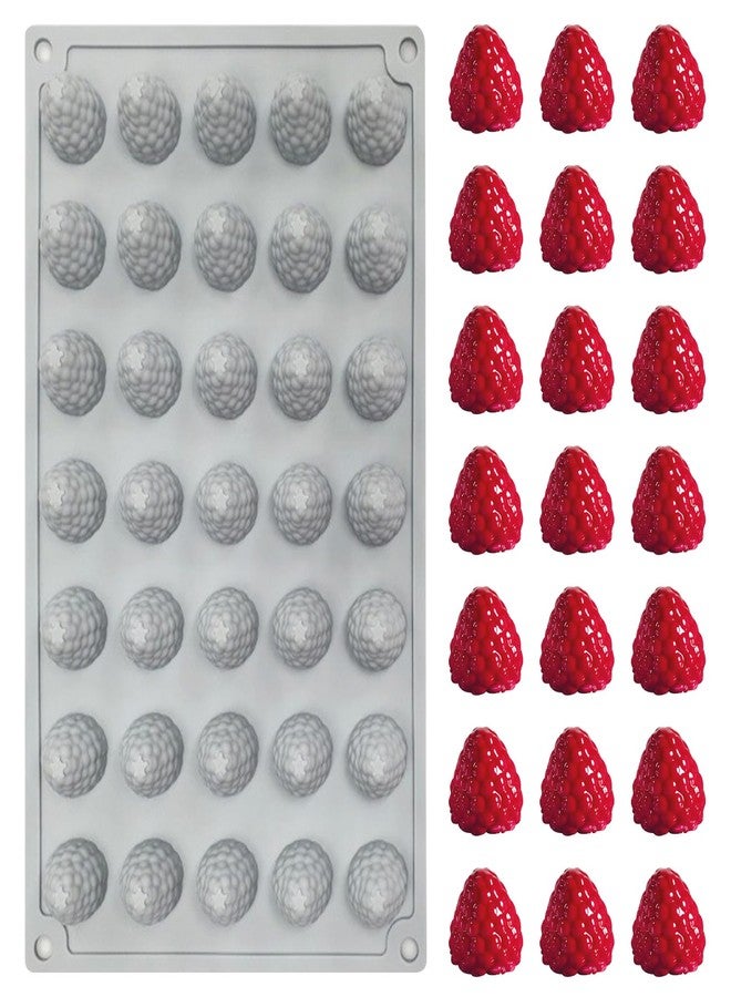 Fchil 3D Raspberry Silicone Mold, 35-Cavity Nonstick Raspberry Silicone Mold Trays for Baking Chocolate Fondant Candy Gummy Jello Ice Mini Candle, 11.7 x 6.9 x 1.0 inches, Grey - Image 1