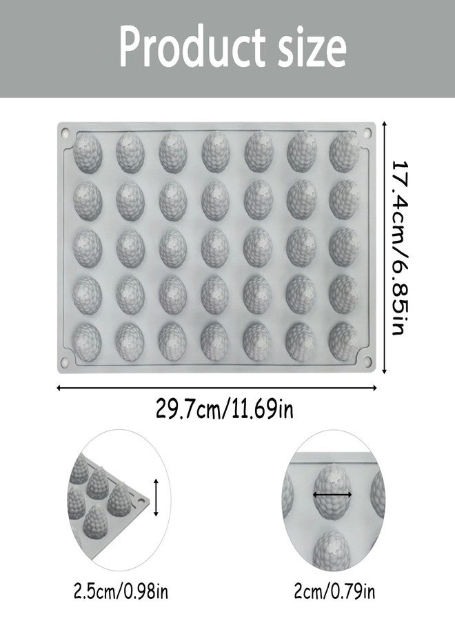 Fchil 3D Raspberry Silicone Mold, 35-Cavity Nonstick Raspberry Silicone Mold Trays for Baking Chocolate Fondant Candy Gummy Jello Ice Mini Candle, 11.7 x 6.9 x 1.0 inches, Grey - Image 2