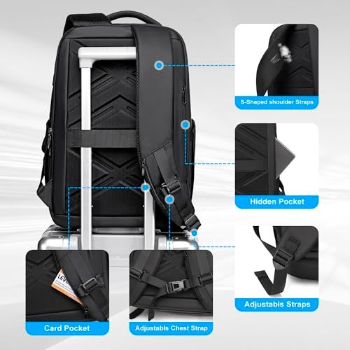 Fenree.geer Business Travel Backpack for Men, Expandable Water Resistant 17 Inch Laptop Backpack with USB Port, Black Computer Backpack for College/Work - Image 5