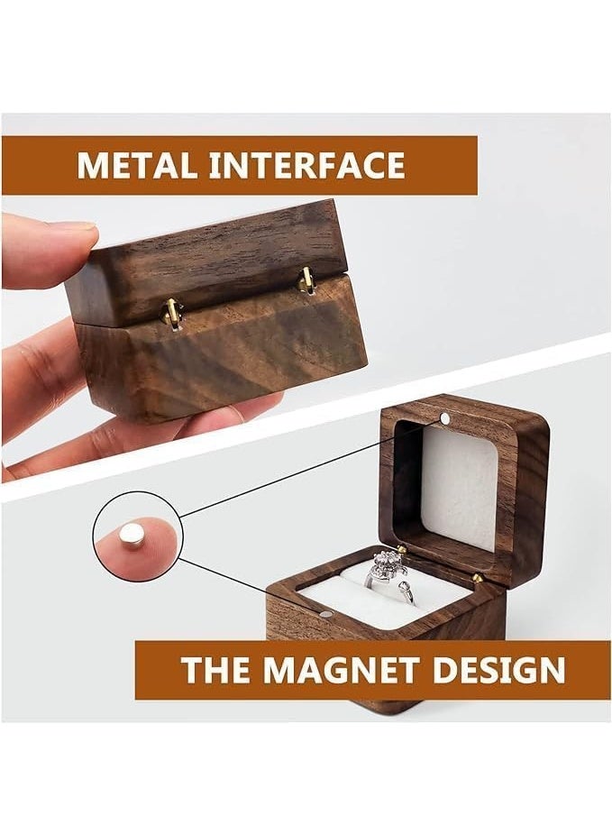Relex Engagement Ring Box Wooden Ring Box With Velvet Jewelry Display Gift Box Earrings Coin Storage Box for Proposal Engagement Wedding Anniversary - Image 5