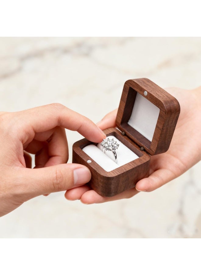 Relex Engagement Ring Box Wooden Ring Box With Velvet Jewelry Display Gift Box Earrings Coin Storage Box for Proposal Engagement Wedding Anniversary - Image 2