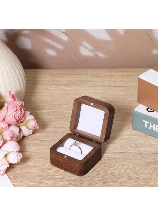 Relex Engagement Ring Box Wooden Ring Box With Velvet Jewelry Display Gift Box Earrings Coin Storage Box for Proposal Engagement Wedding Anniversary - Image 3