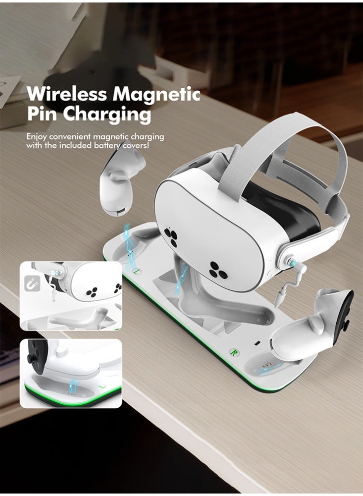 DOBE Charging Dock Compatible with Meta Oculus Quest 3/3S, VR Headset Controller Accessories, Charging Station with Closable LED Indicator, Magnetic Charging, Fast Charging, 2 Rechargeable 1850mA Batteries - Image 5