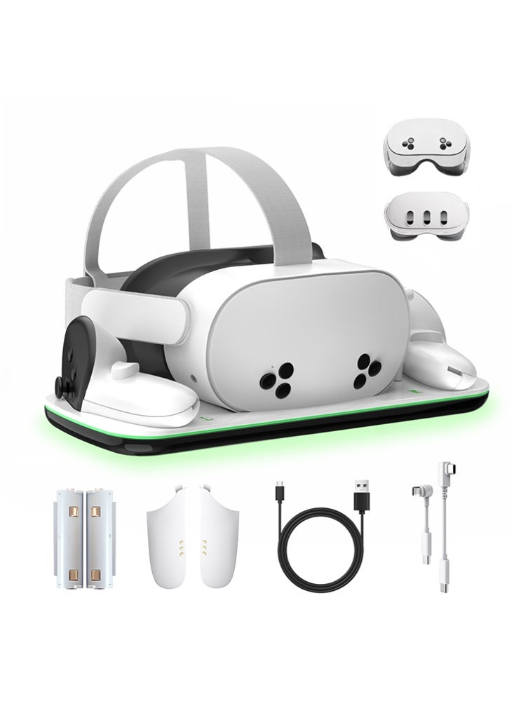 DOBE Charging Dock Compatible with Meta Oculus Quest 3/3S, VR Headset Controller Accessories, Charging Station with Closable LED Indicator, Magnetic Charging, Fast Charging, 2 Rechargeable 1850mA Batteries - Image 1