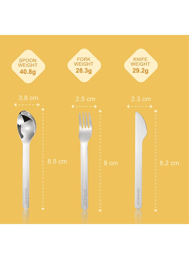 Eazy Kids Cutlery Set - Stainless Steel Spoon, Fork And Knife With Silicone Case (Yellow)  - Image 4
