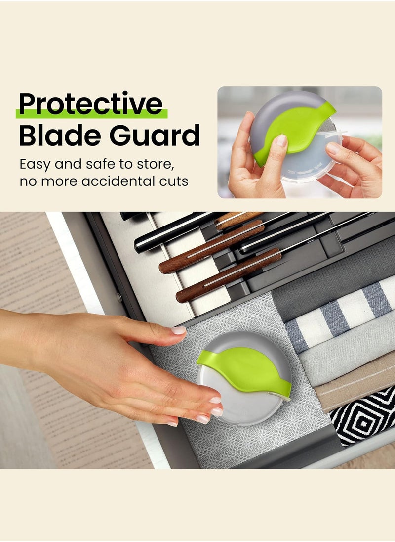 LENND Pizza Cutter Wheel with Protective Blade Cover, Ergonomic Pizza Slicer (Green)  - Image 4
