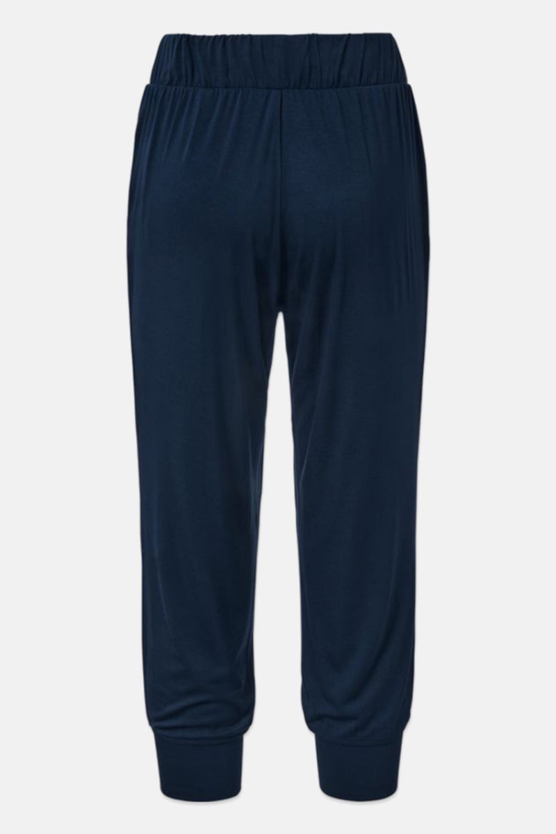 Tchibo Women Regular Fit 3/4 Length Plain Jogger Pant, Navy - Image 3