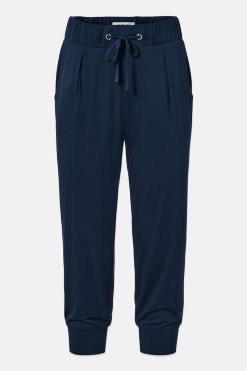 Tchibo Women Regular Fit 3/4 Length Plain Jogger Pant, Navy - Image 2