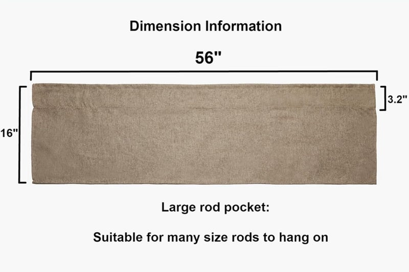 WOSIBO 2 Pack Burlap Window Valances Farmhouse Design Window Treatment Lined Decor Curtains Rod Pocket Valances for Kitchen/Living Room 16" x 56" (Brown) - Image 5